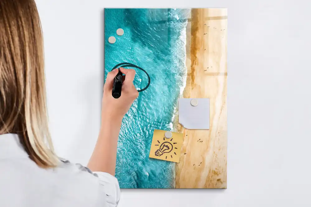 Tableau magnétique pour écriture motif plage au bord de la mer