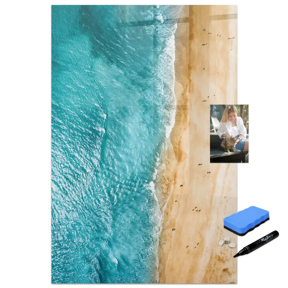 Tableau magnétique pour écriture motif plage au bord de la mer