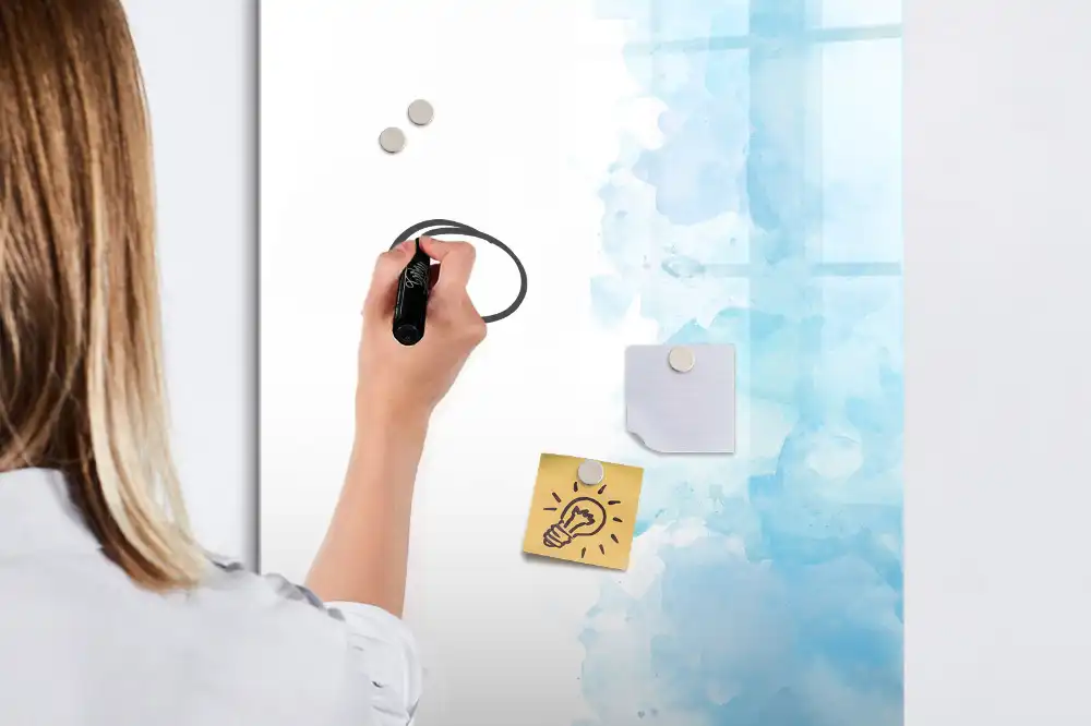 Tableau blanc magnétique effaçable à sec motif aquarelles renversées