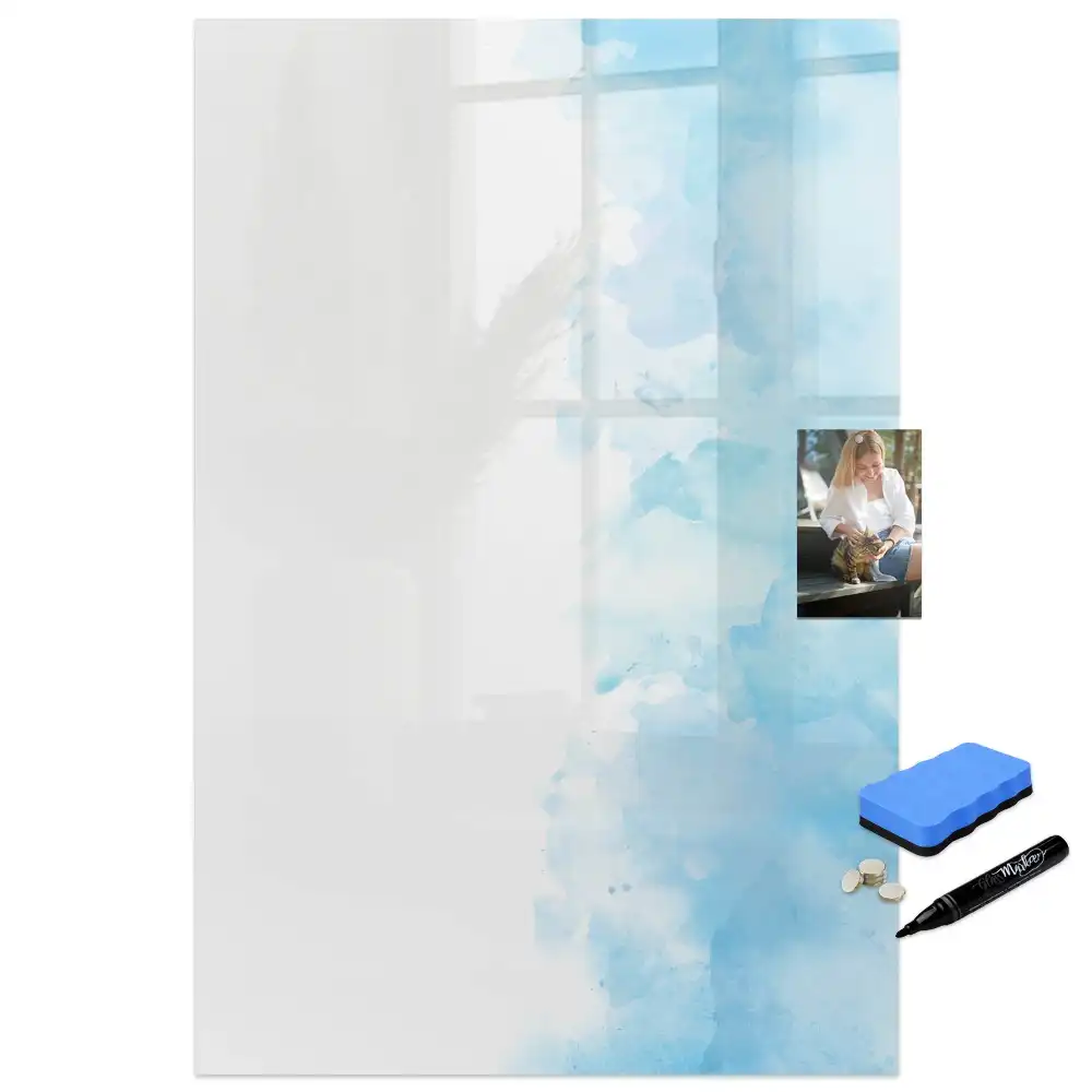 Tableau blanc magnétique effaçable à sec motif aquarelles renversées