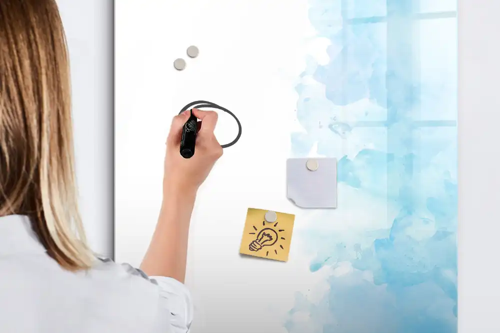 Tableau blanc magnétique effaçable à sec motif aquarelles renversées