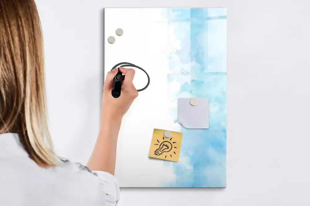 Tableau blanc magnétique effaçable à sec motif aquarelles renversées