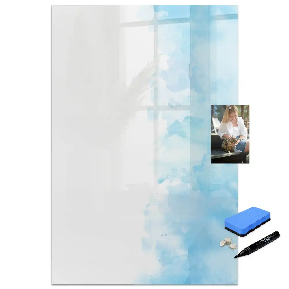 Tableau blanc magnétique effaçable à sec motif aquarelles renversées