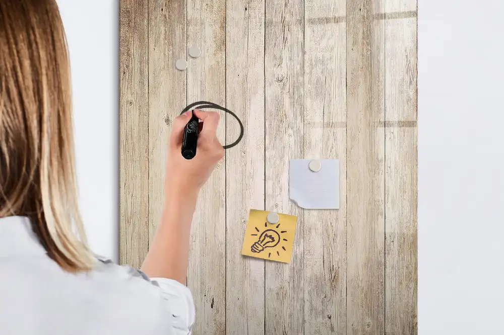 Tableau blanc magnétique effaçable à sec avec cadre en bois