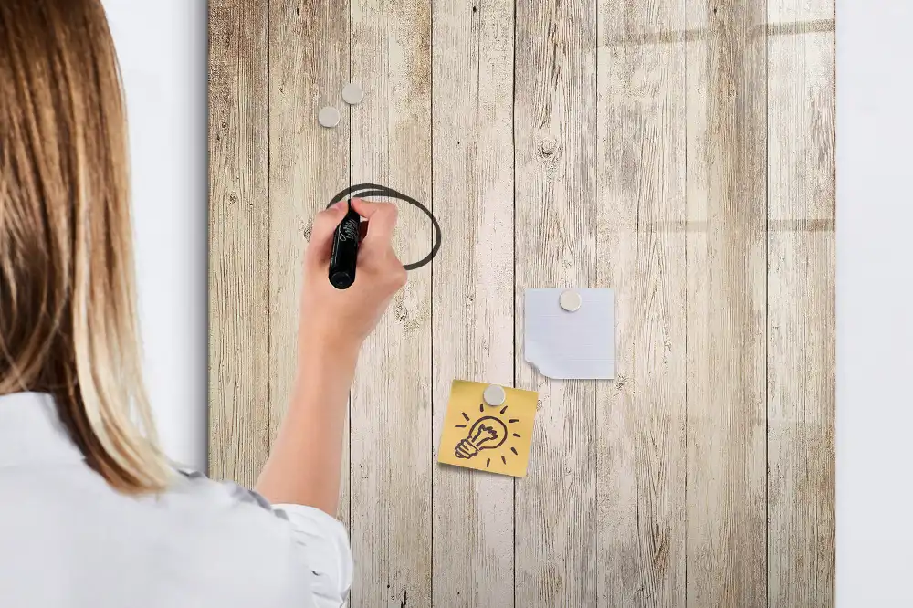 Tableau blanc magnétique effaçable à sec avec cadre en bois