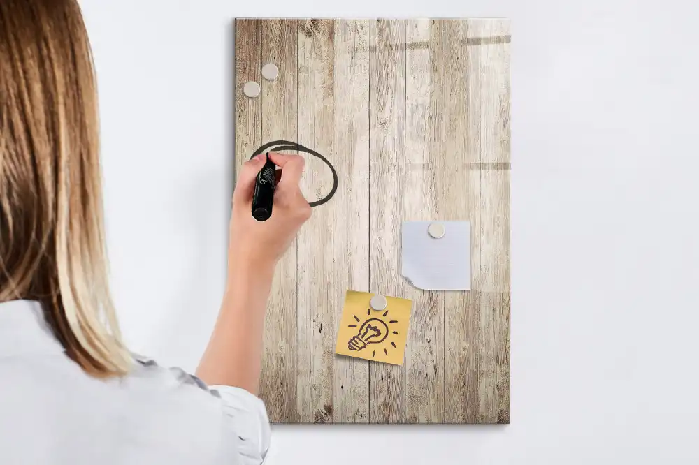Tableau blanc magnétique effaçable à sec avec cadre en bois
