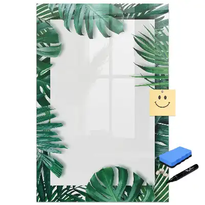 Tableau magnétique avec feutre et bordure motif monstera