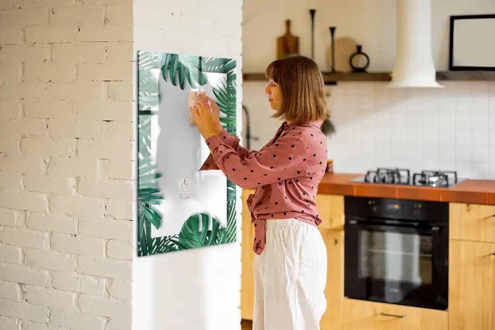Tableau magnétique avec feutre et bordure motif monstera