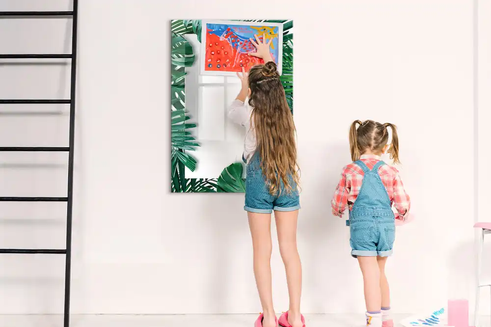 Tableau magnétique avec feutre et bordure motif monstera