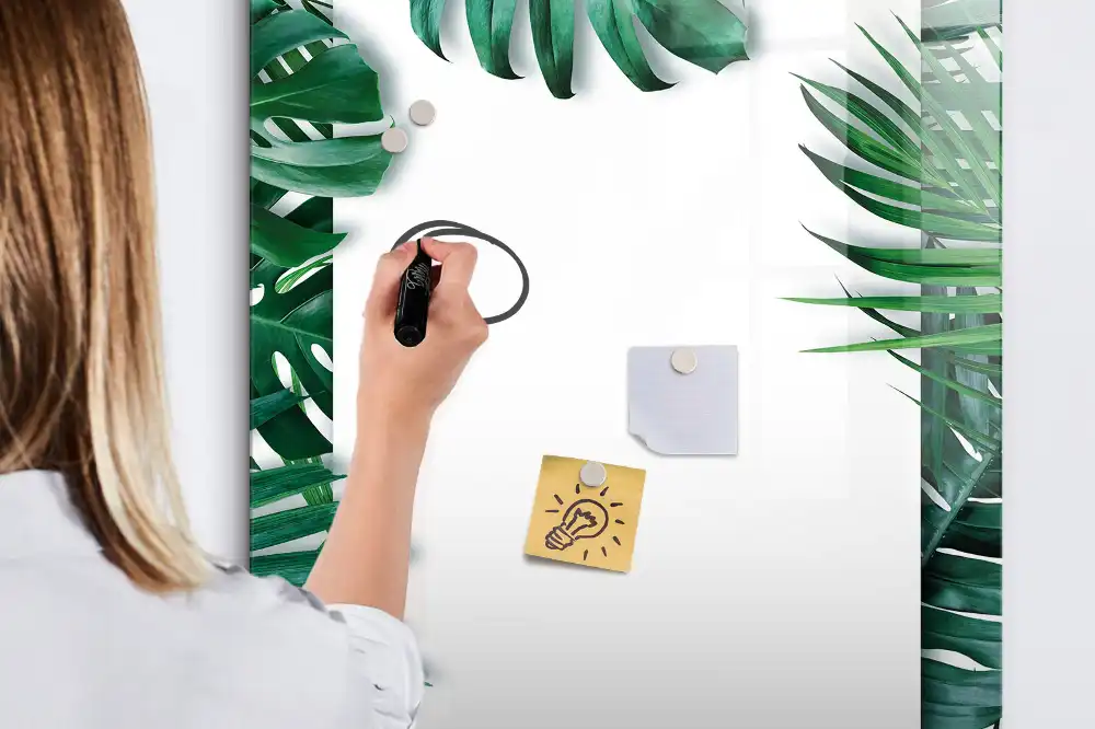 Tableau magnétique avec feutre et bordure motif monstera