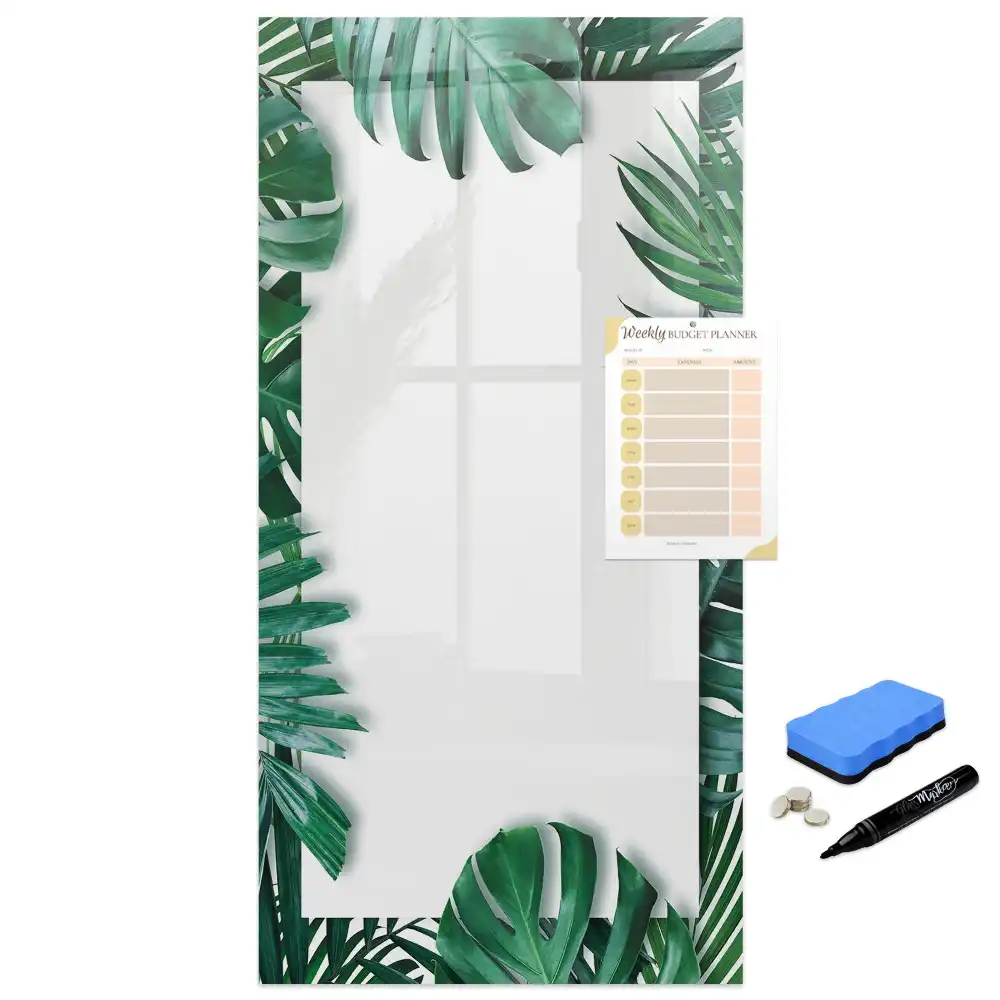 Tableau magnétique avec feutre et bordure motif monstera