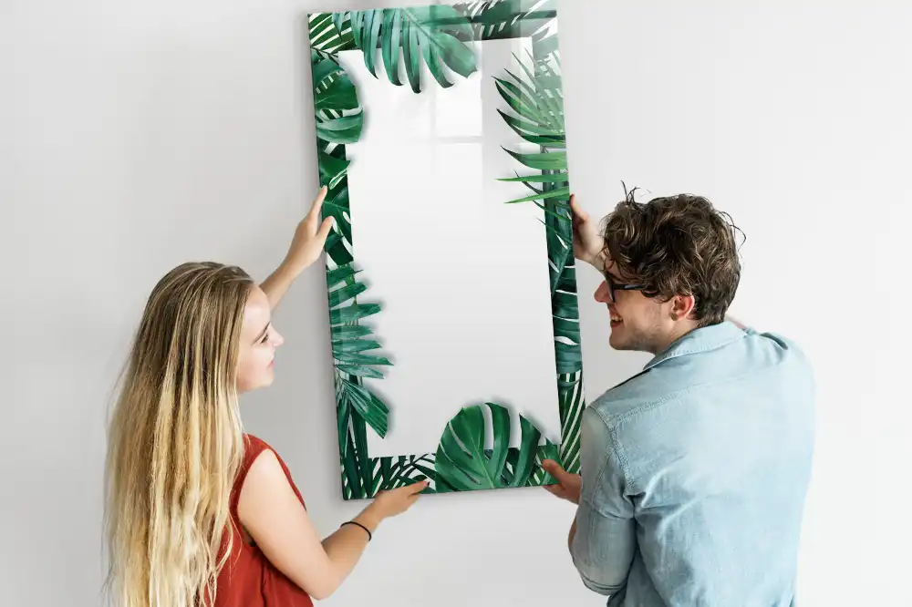 Tableau magnétique avec feutre et bordure motif monstera