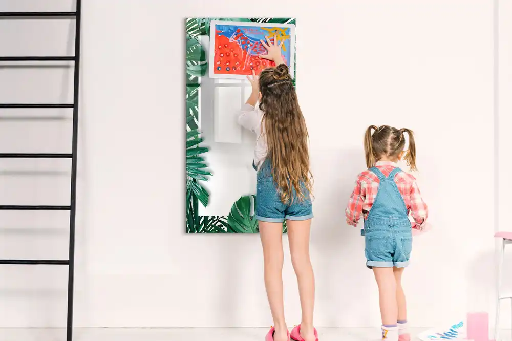 Tableau magnétique avec feutre et bordure motif monstera