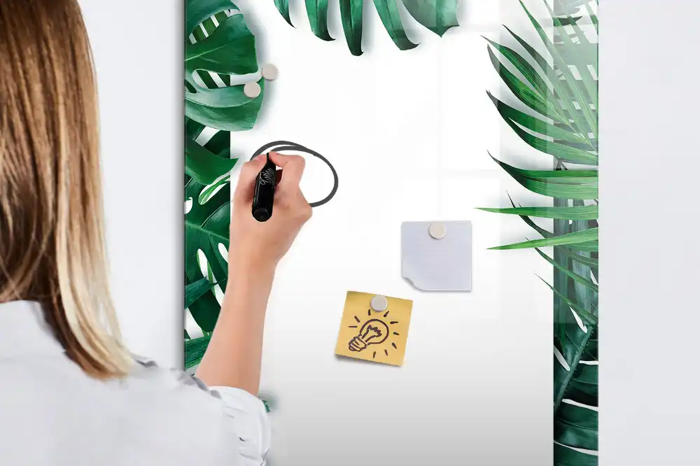 Tableau magnétique avec feutre et bordure motif monstera
