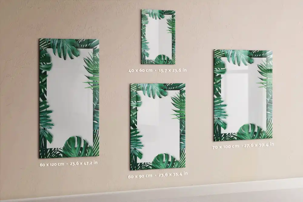 Tableau magnétique avec feutre et bordure motif monstera