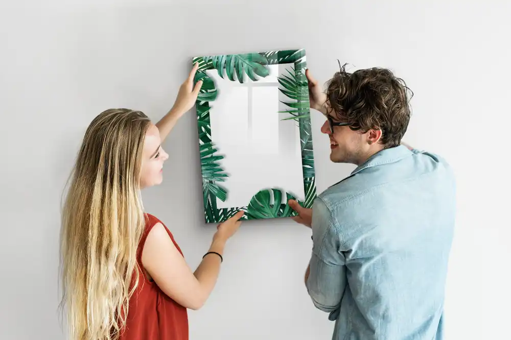 Tableau magnétique avec feutre et bordure motif monstera