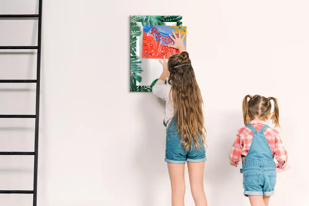 Tableau magnétique avec feutre et bordure motif monstera