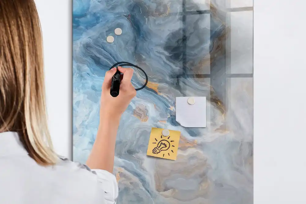 Tableau blanc magnétique effaçable à sec motif marbre