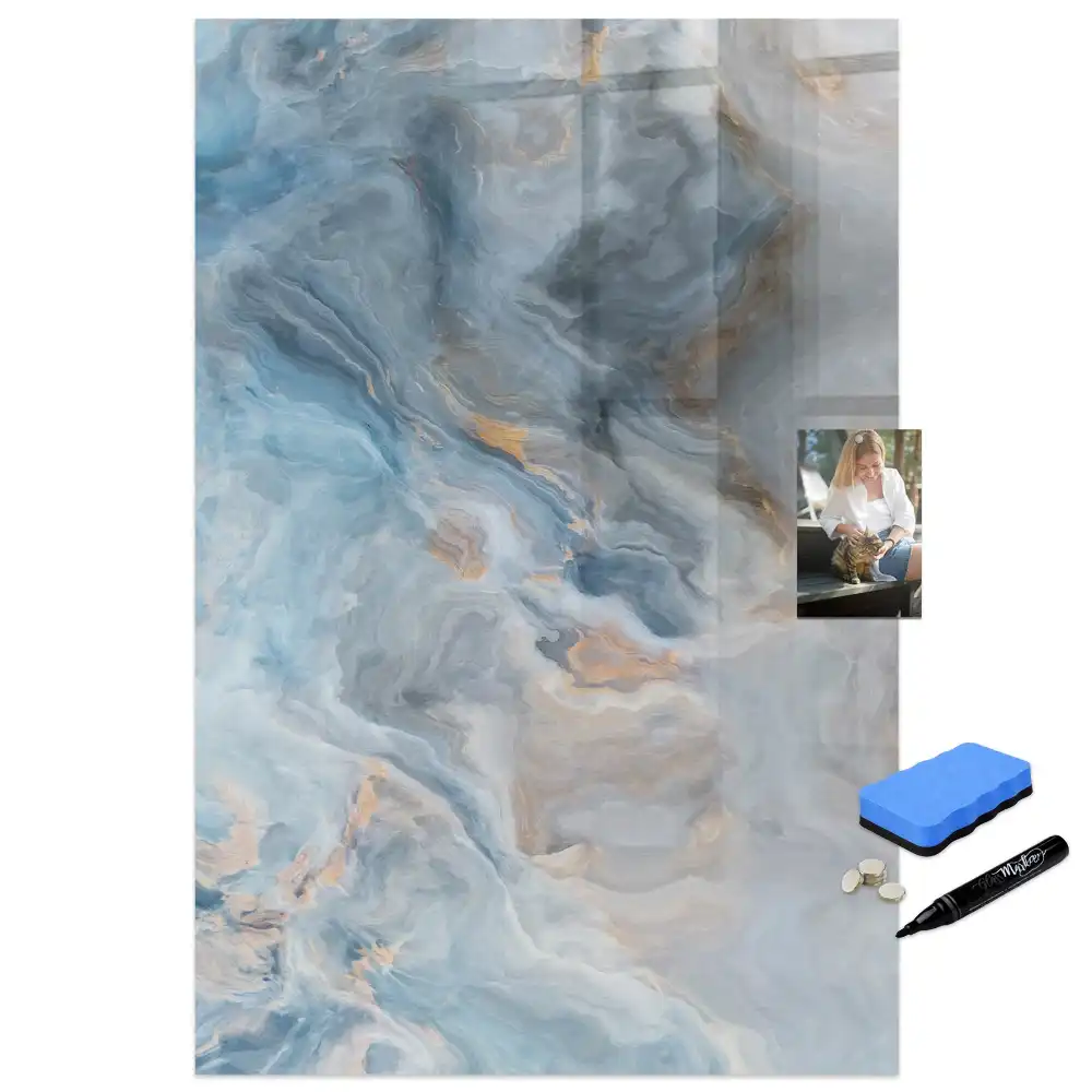 Tableau blanc magnétique effaçable à sec motif marbre