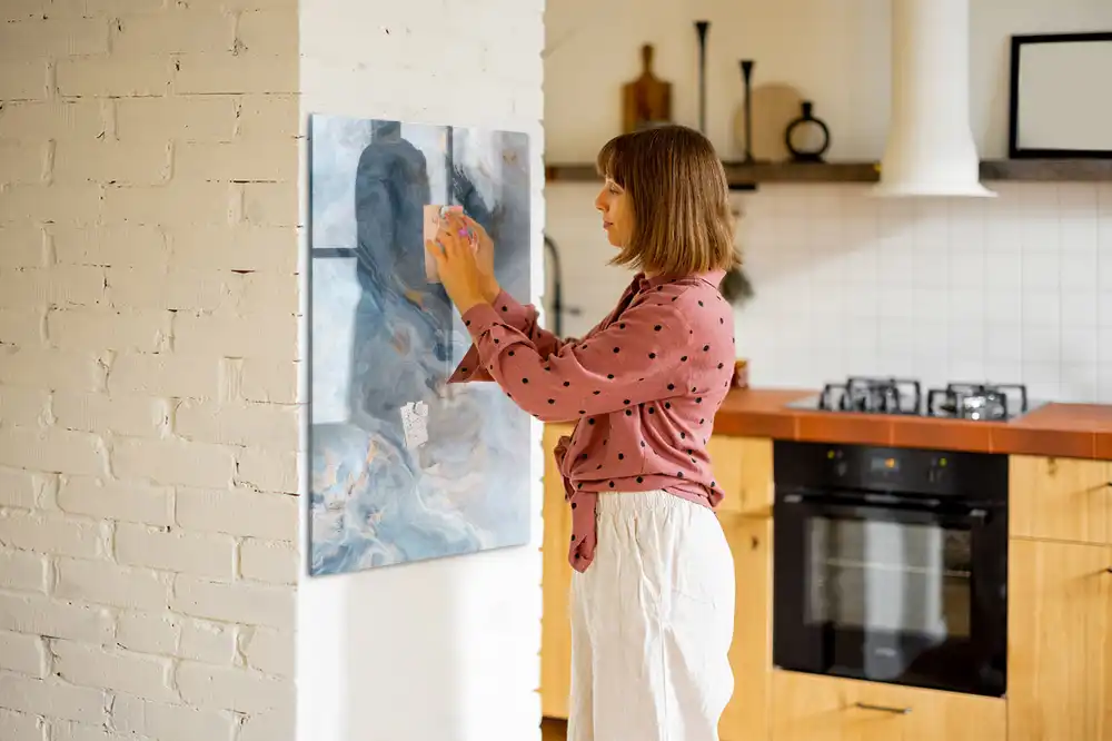 Tableau blanc magnétique effaçable à sec motif marbre