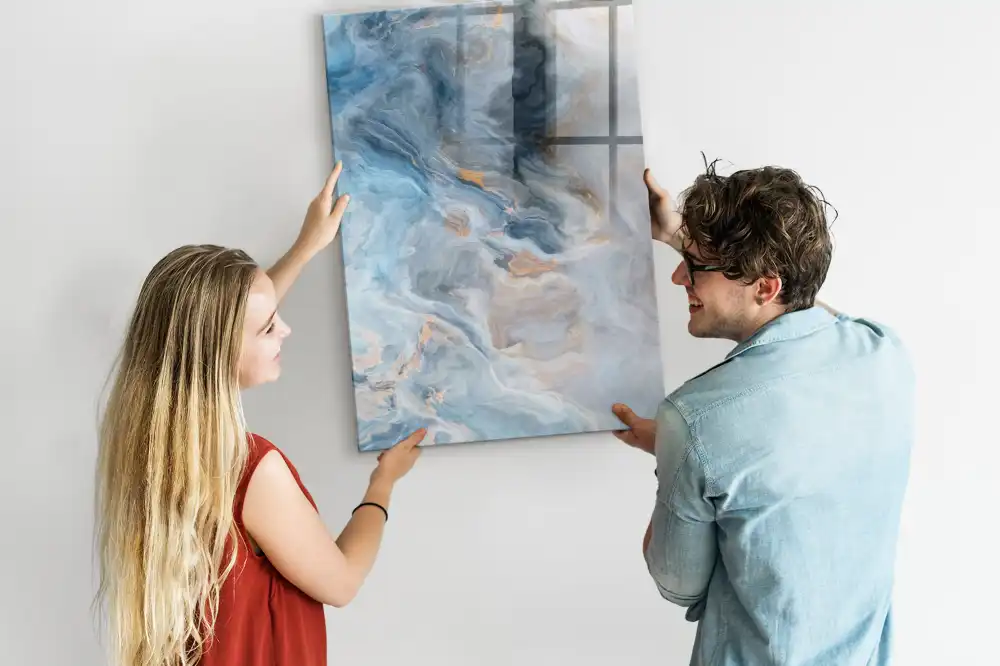 Tableau blanc magnétique effaçable à sec motif marbre