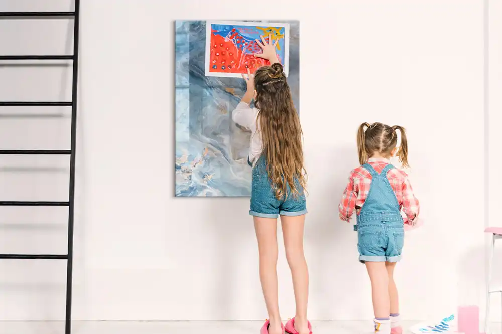 Tableau blanc magnétique effaçable à sec motif marbre