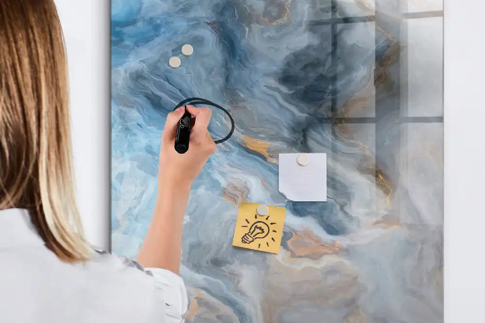 Tableau blanc magnétique effaçable à sec motif marbre