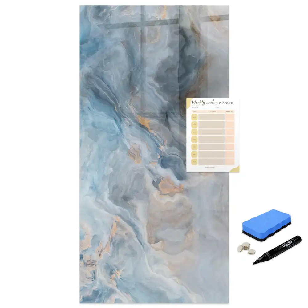 Tableau blanc magnétique effaçable à sec motif marbre