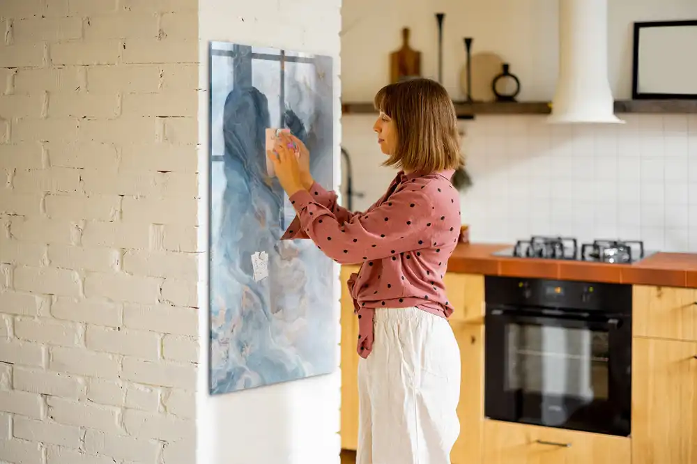 Tableau blanc magnétique effaçable à sec motif marbre