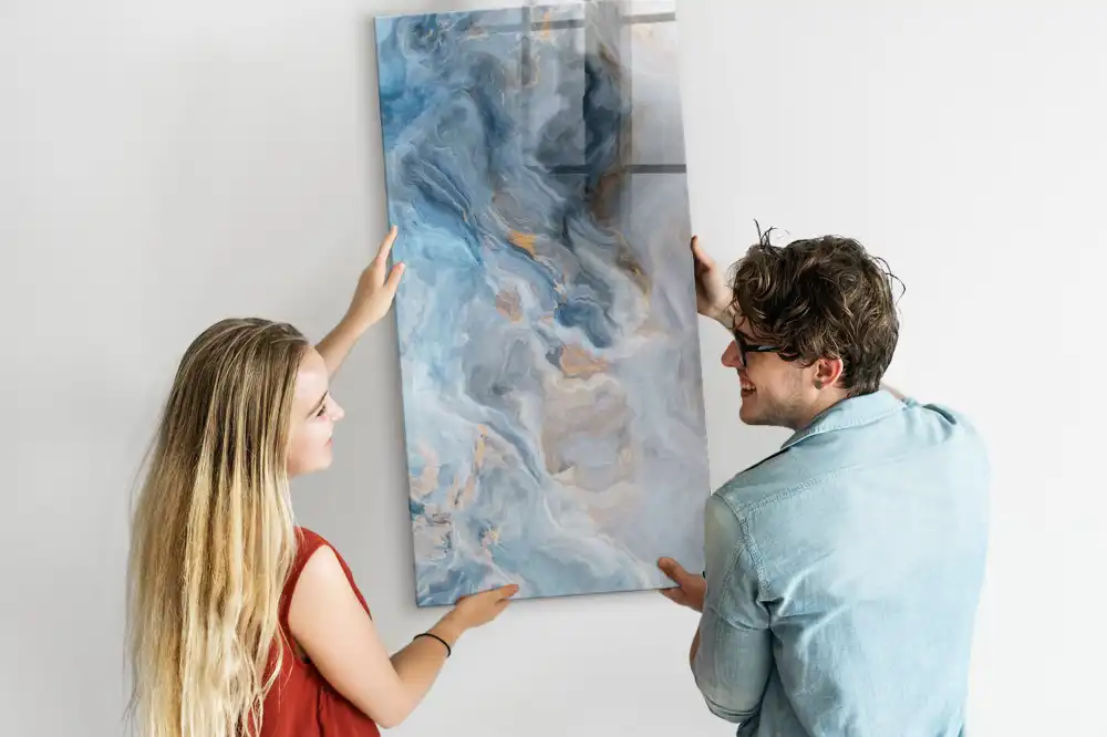 Tableau blanc magnétique effaçable à sec motif marbre