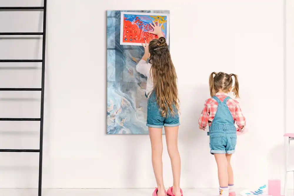 Tableau blanc magnétique effaçable à sec motif marbre