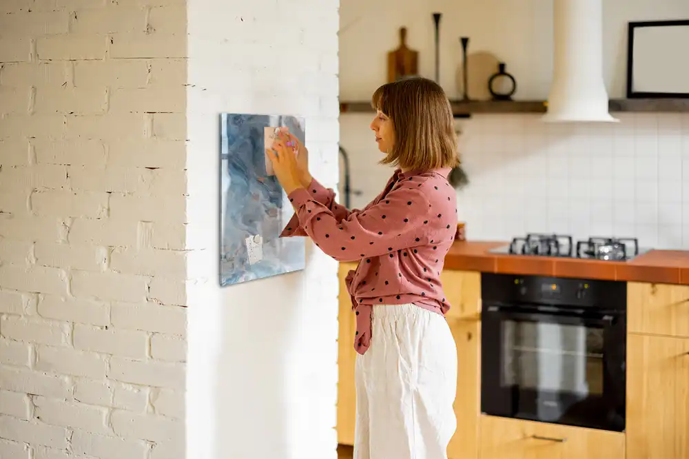 Tableau blanc magnétique effaçable à sec motif marbre