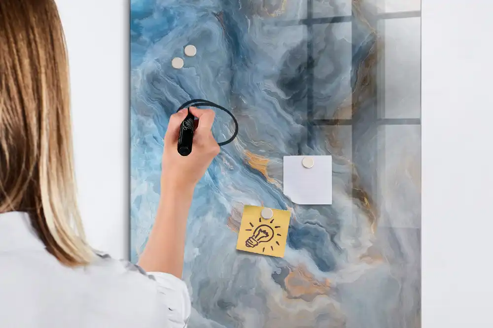Tableau blanc magnétique effaçable à sec motif marbre