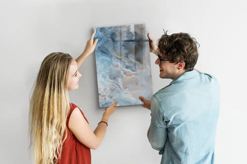 Tableau blanc magnétique effaçable à sec motif marbre
