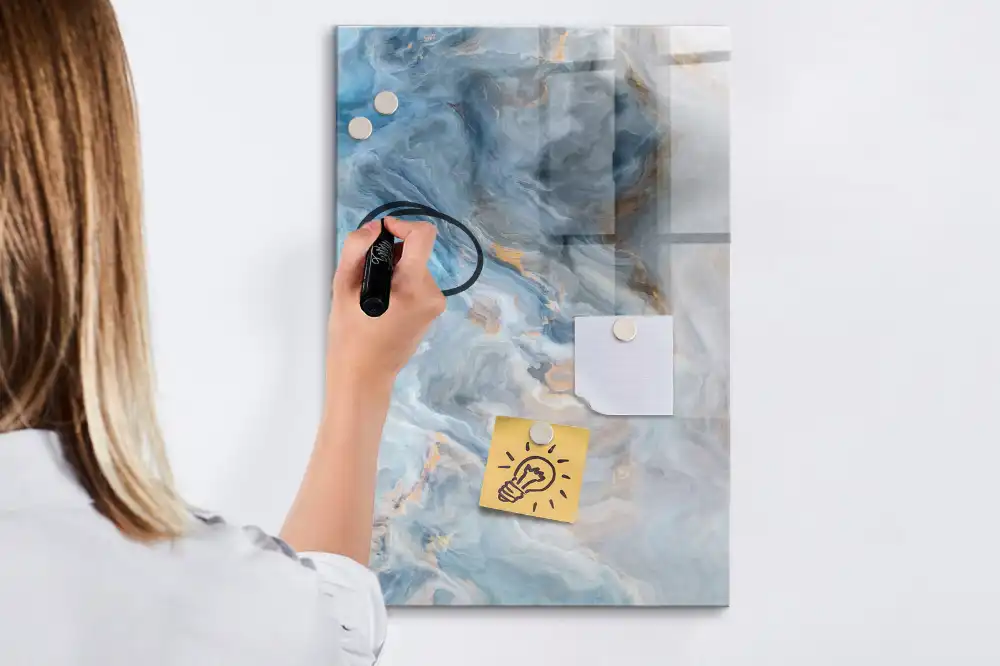Tableau blanc magnétique effaçable à sec motif marbre