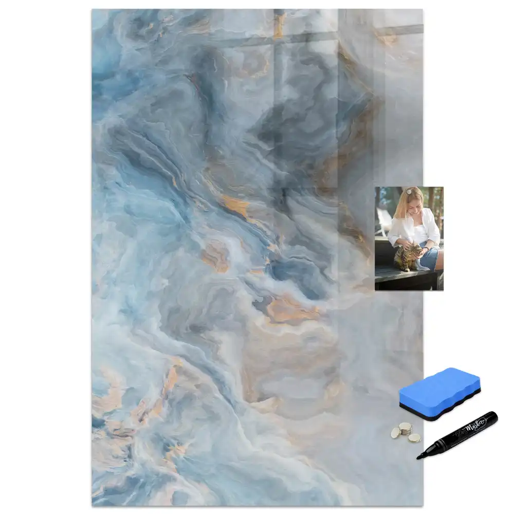 Tableau blanc magnétique effaçable à sec motif marbre