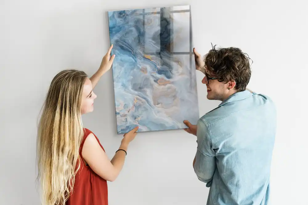 Tableau blanc magnétique effaçable à sec motif marbre