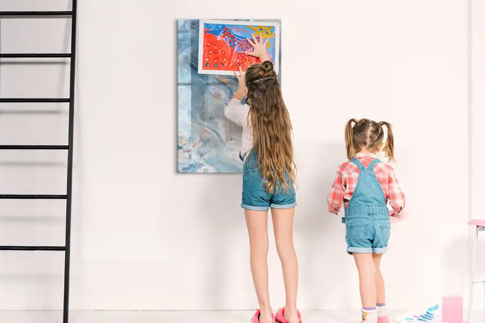 Tableau blanc magnétique effaçable à sec motif marbre
