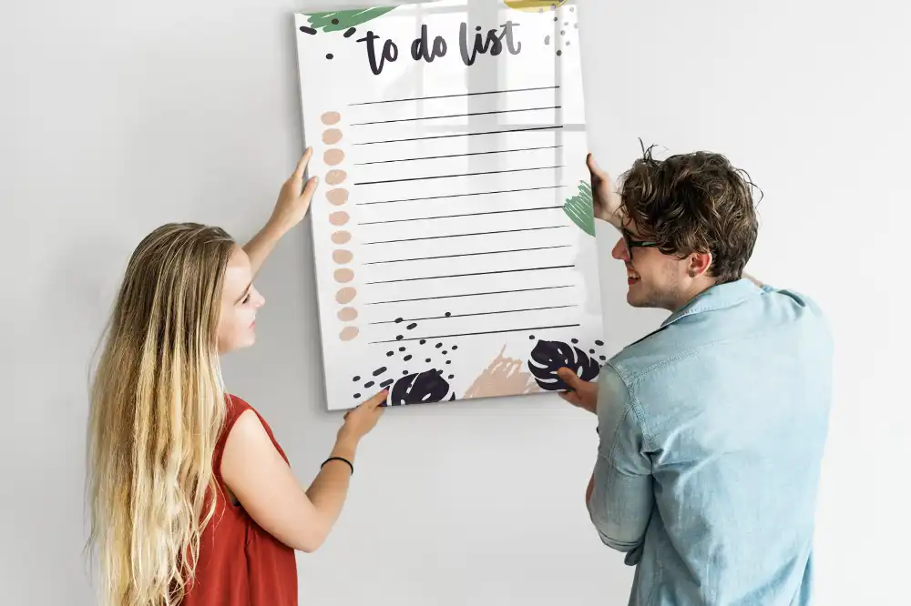 Tableau blanc magnétique effaçable à sec pour organisation de tâches