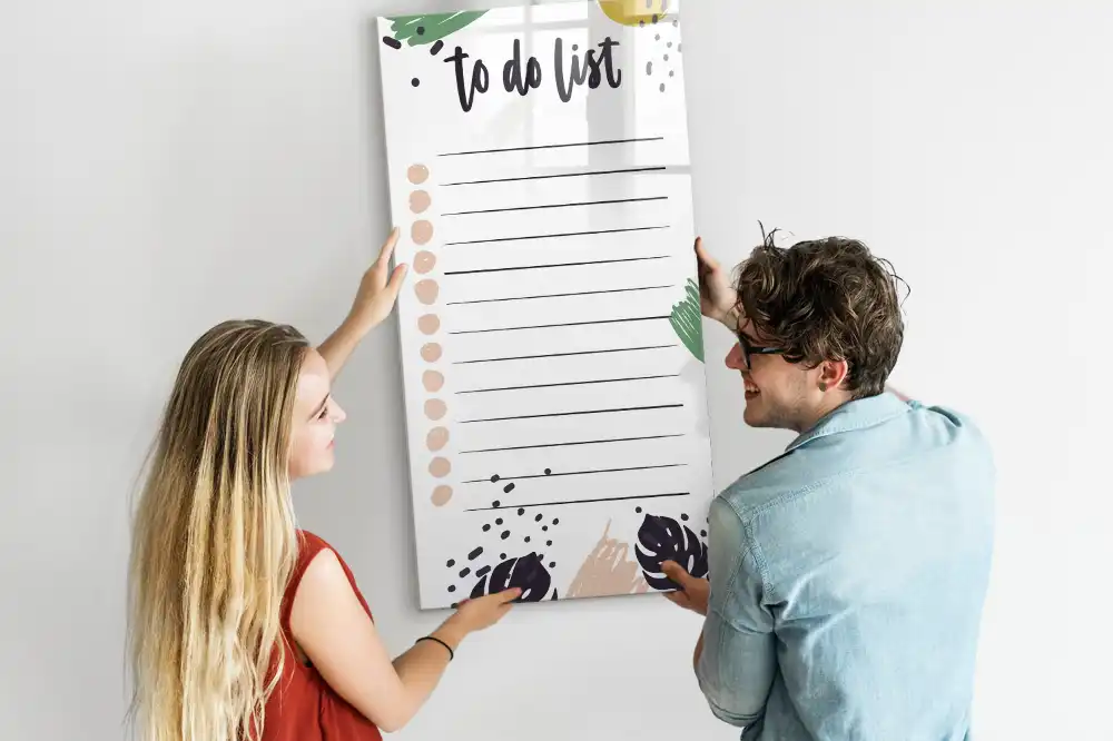 Tableau blanc magnétique effaçable à sec pour organisation de tâches
