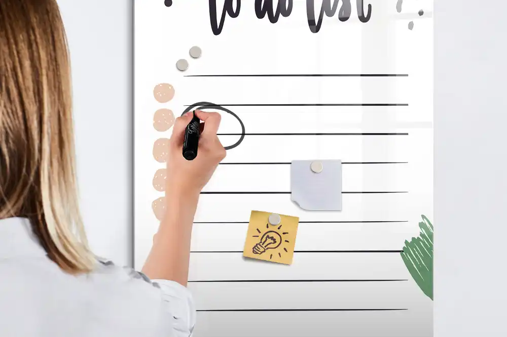 Tableau blanc magnétique effaçable à sec pour organisation de tâches