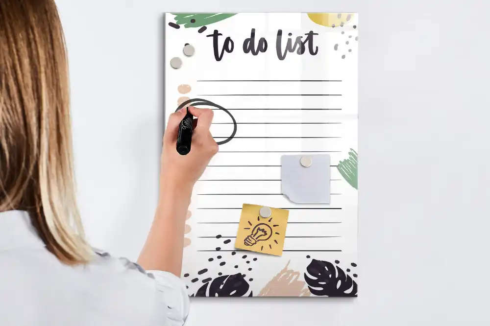 Tableau blanc magnétique effaçable à sec pour organisation de tâches