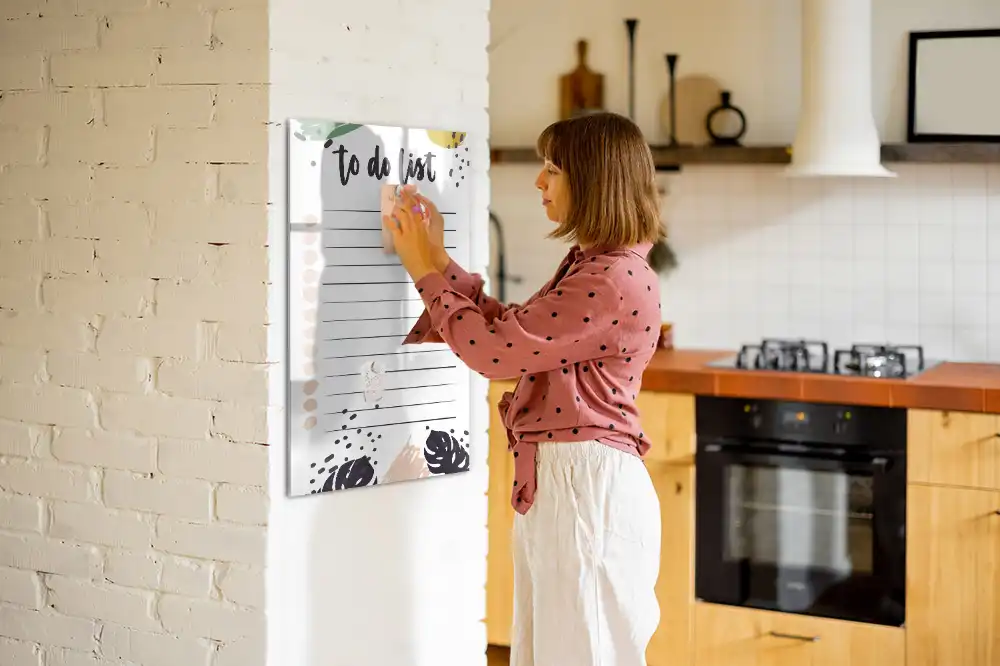 Tableau blanc magnétique effaçable à sec pour organisation de tâches