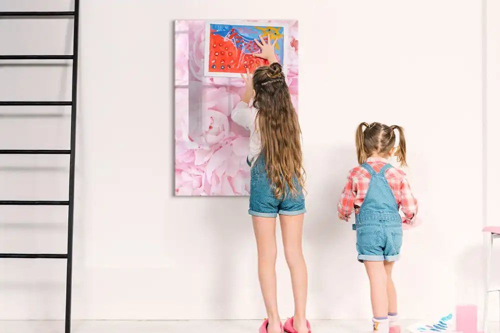 Tableau magnétique avec feutre motif fleurs de fête