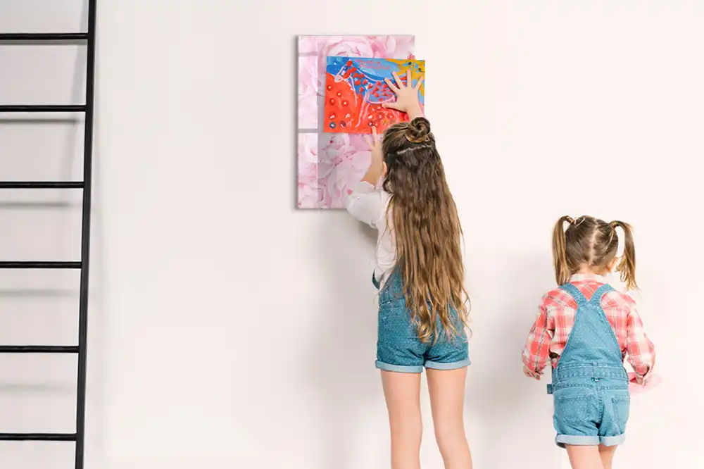 Tableau magnétique avec feutre motif fleurs de fête