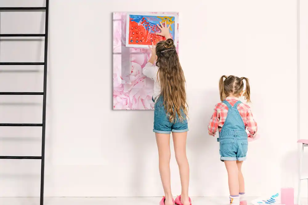 Tableau magnétique avec feutre motif fleurs de fête