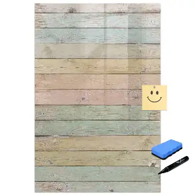 Tableau magnétique pour écriture avec fond en bois pastel