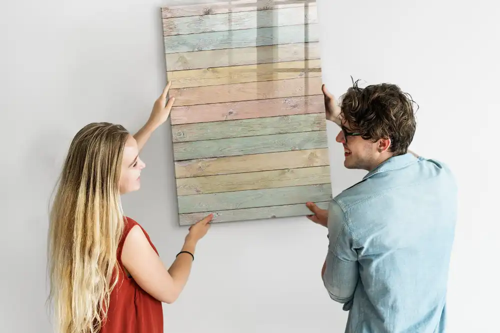 Tableau magnétique pour écriture avec fond en bois pastel