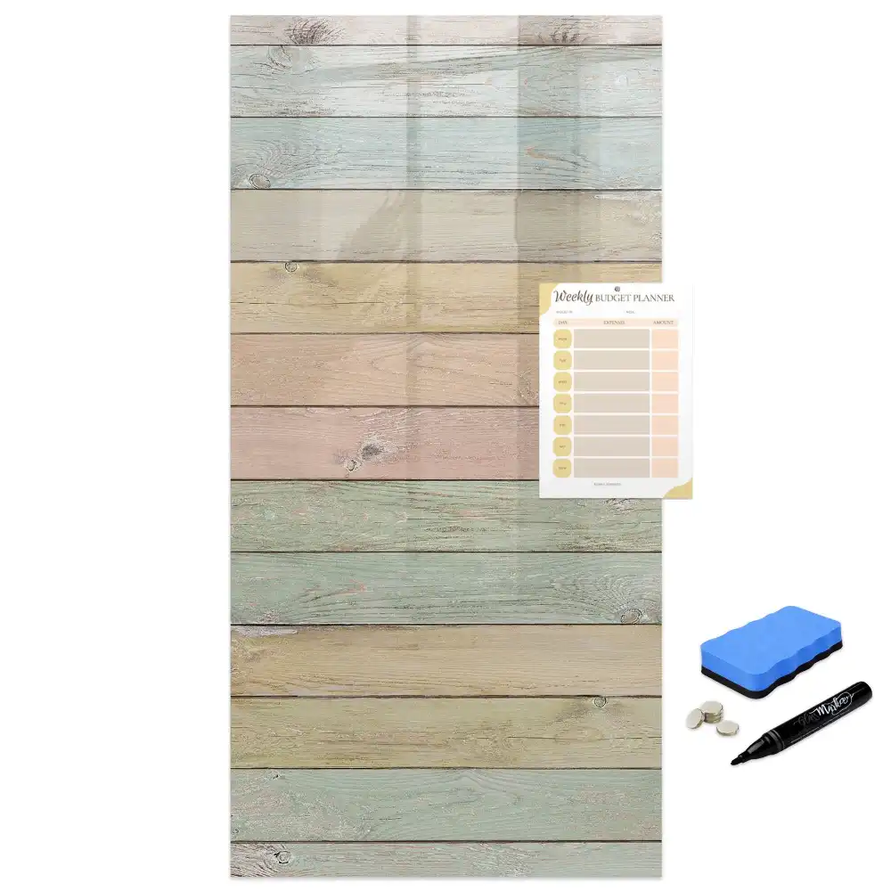 Tableau magnétique pour écriture avec fond en bois pastel