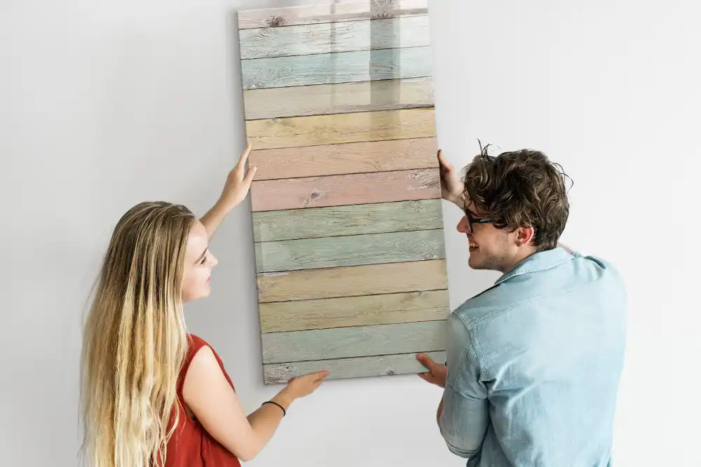 Tableau magnétique pour écriture avec fond en bois pastel